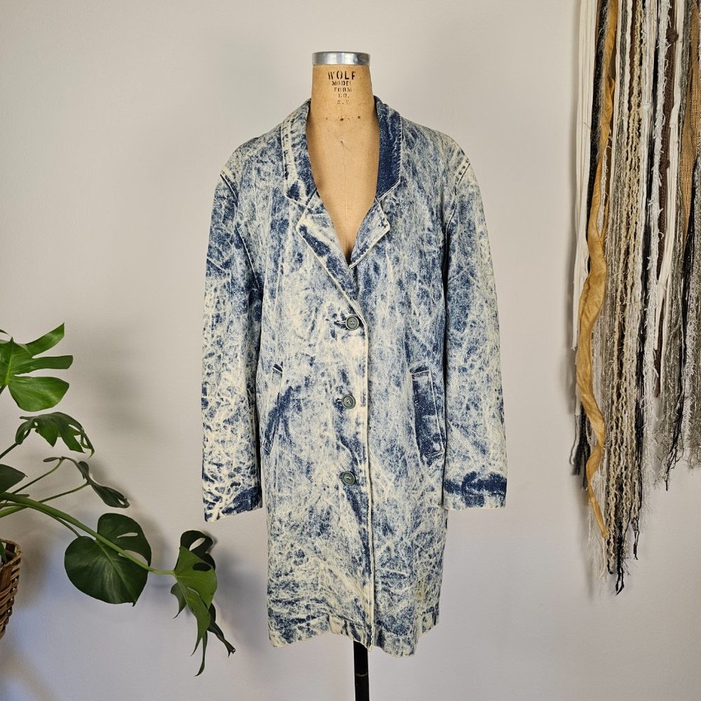 80's Trench Acid Wash Jean Jacket